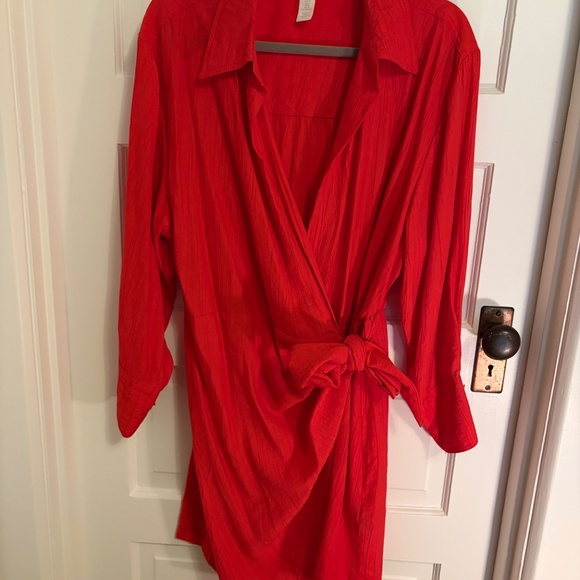 H&M red wrap-around M mini dress - Picture 12 of 12